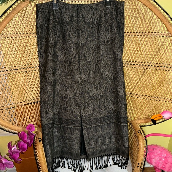 Vintage Talbots Paisley Boho Wool Midi Skirt Size 18 - Picture 9 of 12